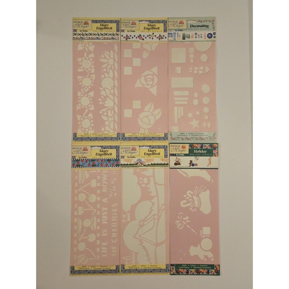 Vintage Mary Engelbreit Stencil Magic Delta Pre-Cut Stencils Lot 6 Cherries Rose